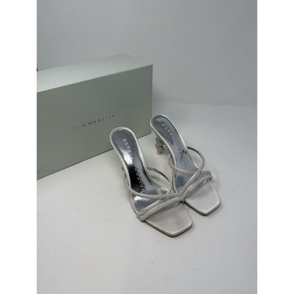 Sophia Webster Women's Aphrodite Mid Heel Mules Silver US 5.5 RTL: $625.00 - Picture 2 of 7